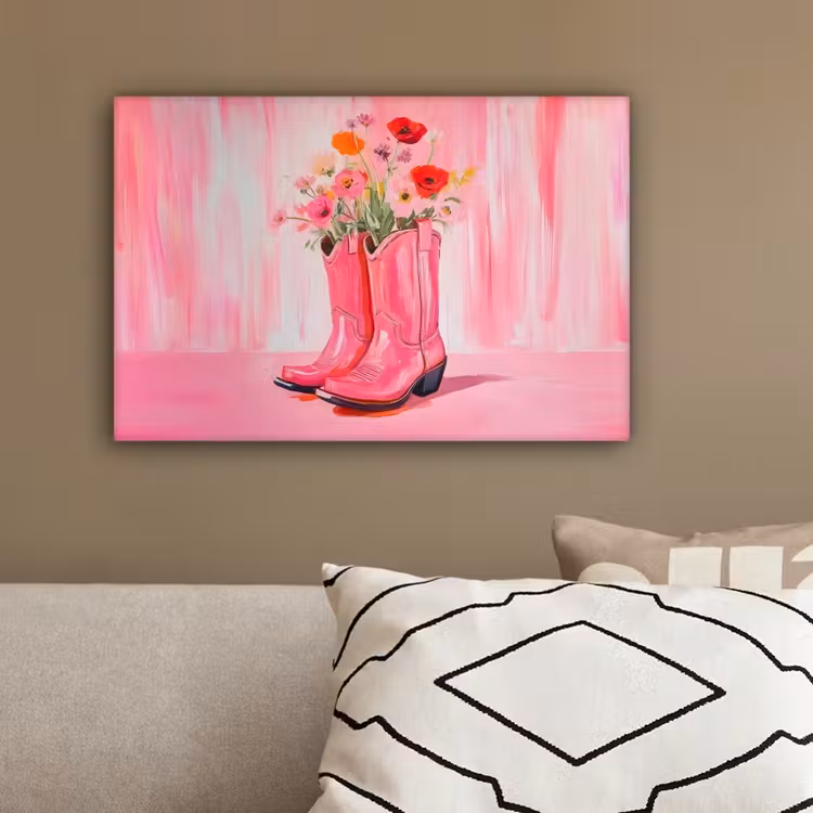 Roze - Bloemen - Cowboy canvas 2cm klein -sfeer3