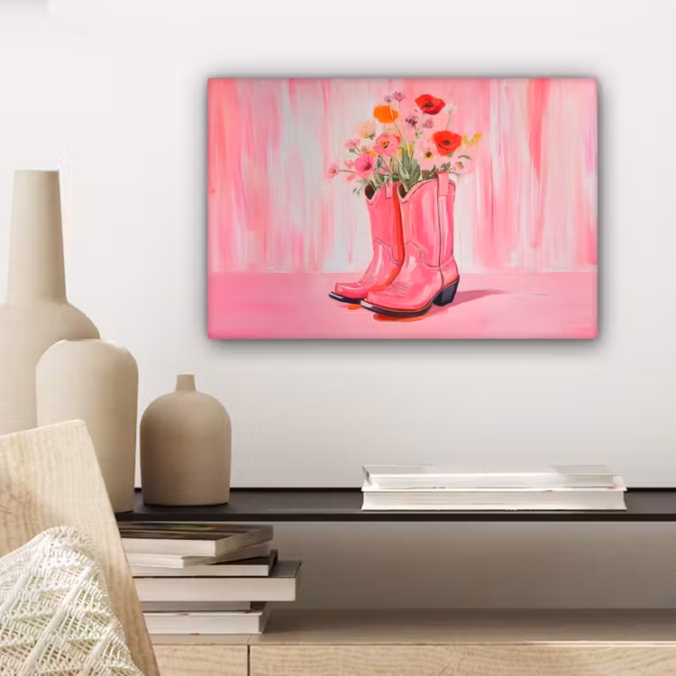 Roze - Bloemen - Cowboy canvas 2cm klein -sfeer6