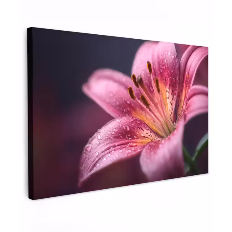 Roze - lelie - Dauwdruppels canvas 2cm klein -z3d