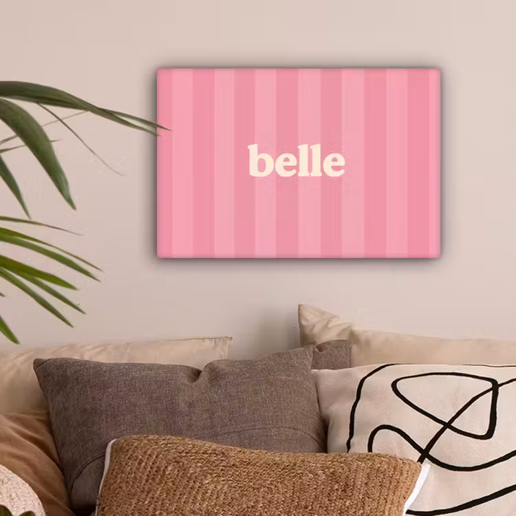 Roze - Gestreept - Belle canvas 2cm klein -sfeer1