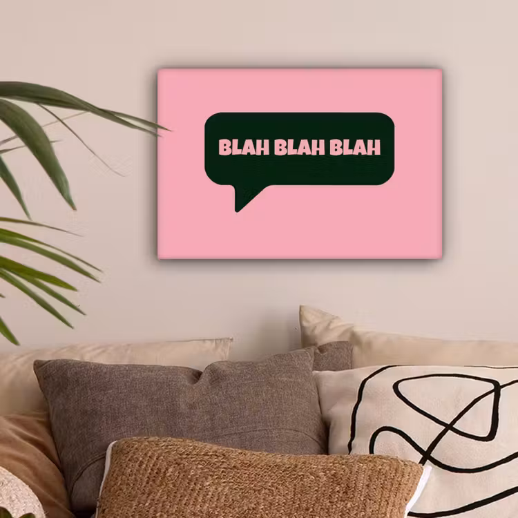 Roze - Tekstwolk - Groen - BLAH BLAH BLAH canvas 2cm klein -sfeer1