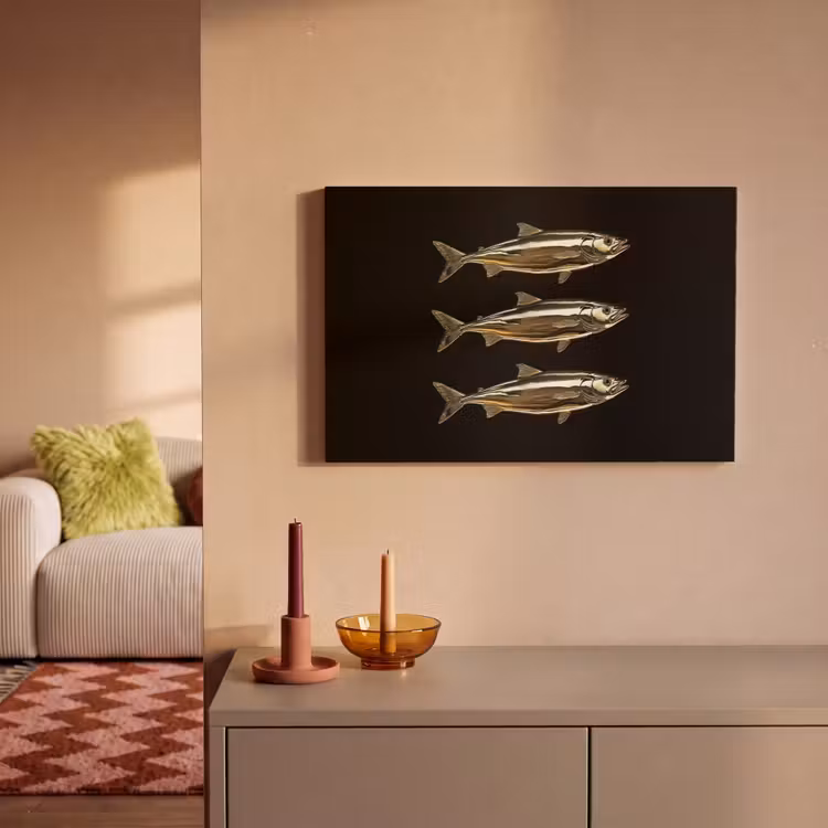 Vissen - Goud - Zwart canvas 2cm klein -sfeer1