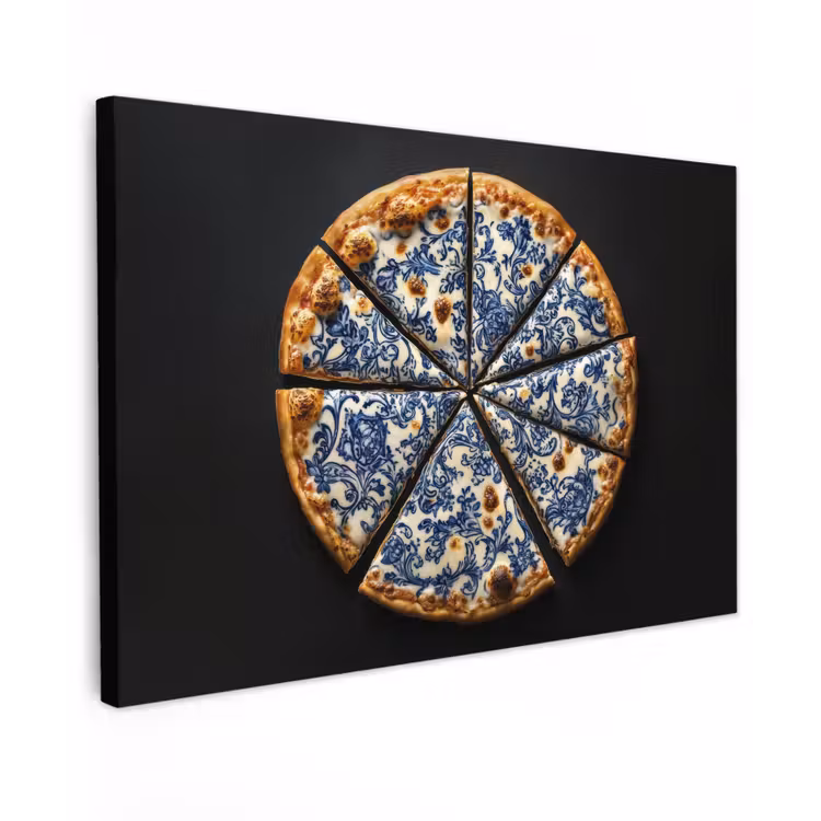 Pizza - Eten - Delftsblauw canvas 2cm klein -z3d