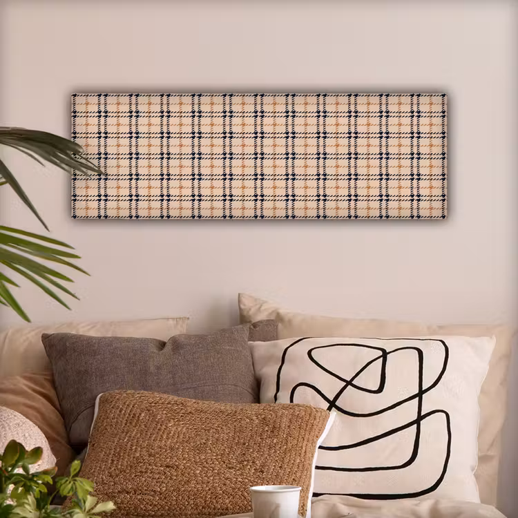 Plaid - Patroon - Beige - Zwart canvas 2cm klein 828 -sfeer1