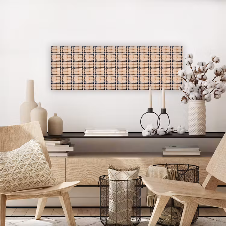 Plaid - Patroon - Beige - Zwart canvas 2cm klein 828 -sfeer6