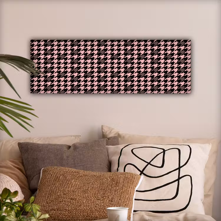Plaid - Patroon - Zwart - Roze canvas 2cm klein 828 -sfeer1