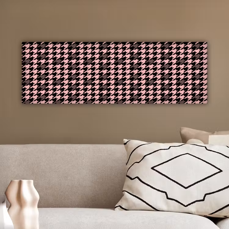 Plaid - Patroon - Zwart - Roze canvas 2cm klein 828 -sfeer3