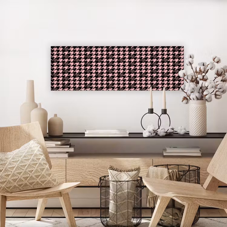 Plaid - Patroon - Zwart - Roze canvas 2cm klein 828 -sfeer6