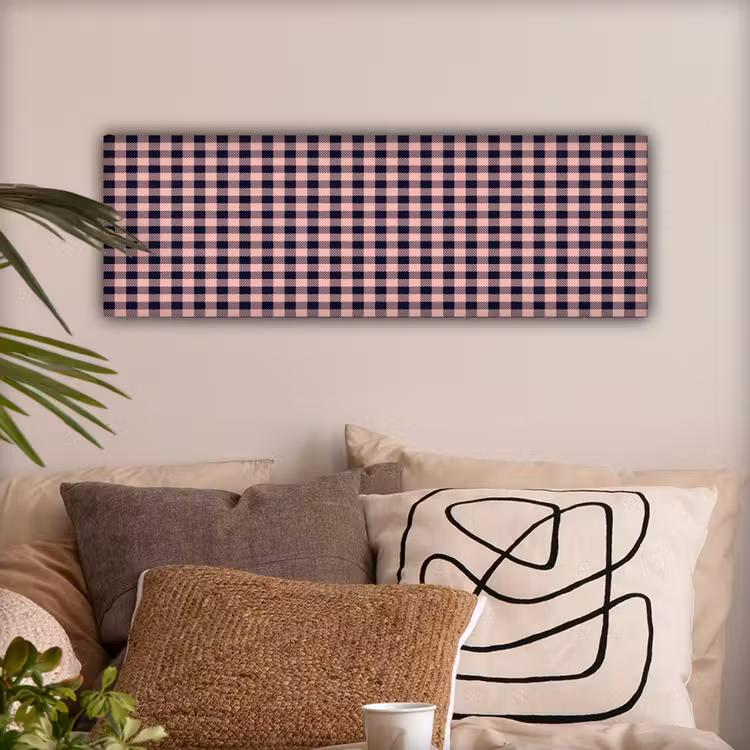 Plaid - Patroon - Roze - Zwart canvas 2cm klein 828 -sfeer1