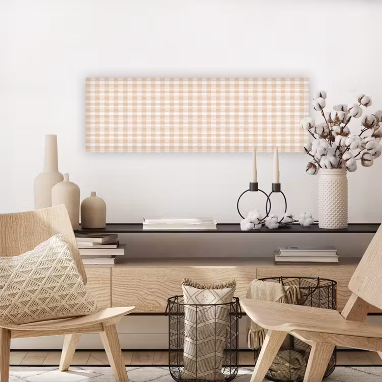 Plaid - Patroon - Vierkant - Beige canvas 2cm klein 828 -sfeer6