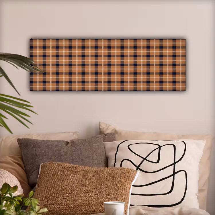 Plaid - Patroon - Vierkant - Bruin canvas 2cm klein 828 -sfeer1