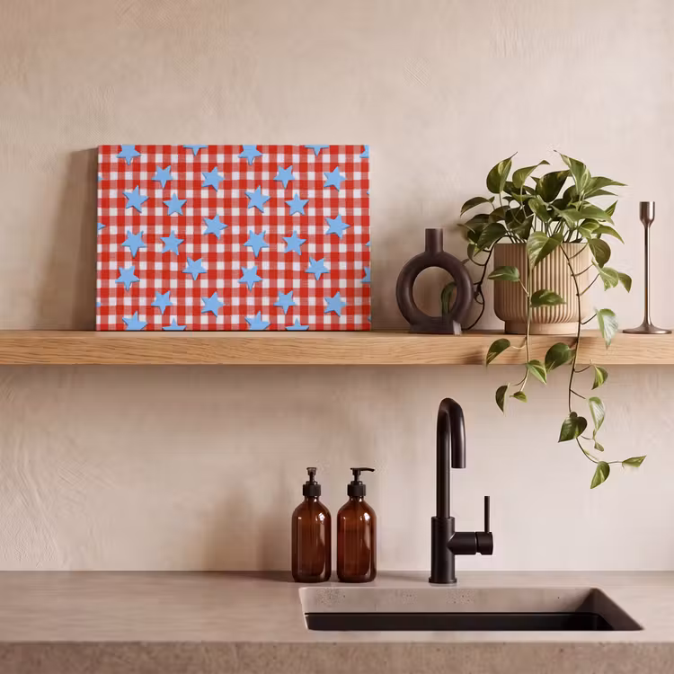Ruit - Sterren - Rood canvas 2cm klein 34 -sfeer3