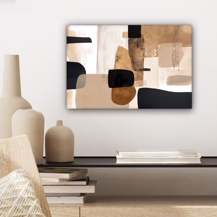 Vlakken - Abstract - Zwart - Strepen canvas 2cm klein -sfeer6