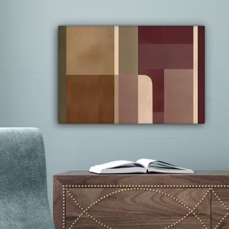 Vlakken - Abstract - Bordeaux - Lijnen canvas 2cm klein -sfeer4