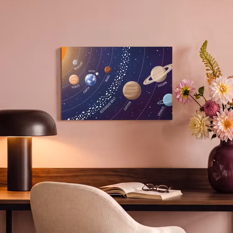 Planetenstelsel - Ruimte - Illustratie canvas 2cm klein -sfeer4
