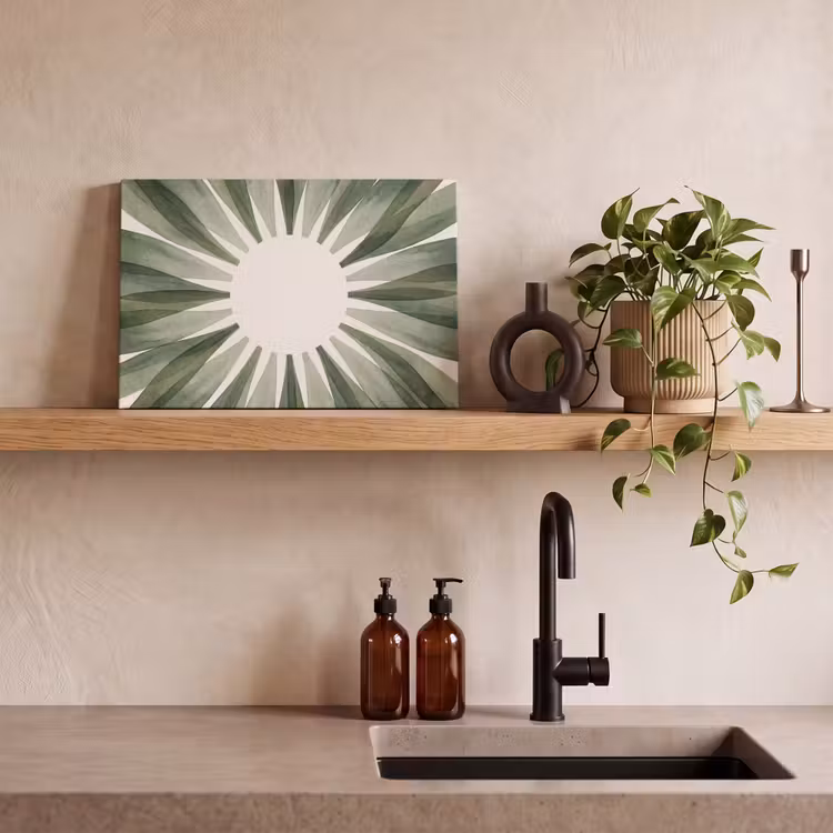 Planten - Abstract - Waterverf - Groen - Natuur canvas 2cm klein -sfeer3