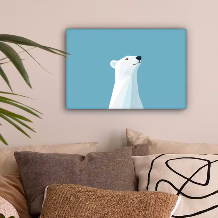 Ijsbeer - Lichtblauw - Minimalistisch canvas 2cm klein -sfeer1
