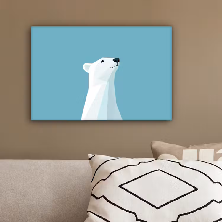 Ijsbeer - Lichtblauw - Minimalistisch canvas 2cm klein -sfeer3
