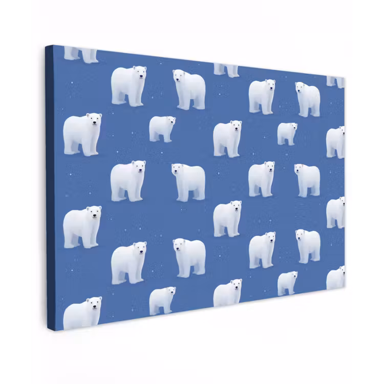 IJsbeer - Patroon - Blauw canvas 2cm klein 34 -z3d