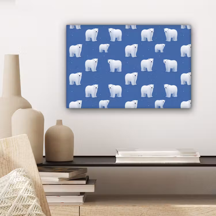 IJsbeer - Patroon - Blauw canvas 2cm klein 34 -sfeer6