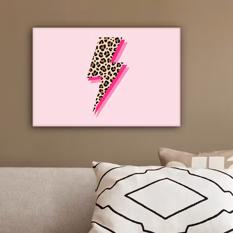 Stippen - Roze - Bliksem canvas 2cm klein -sfeer3