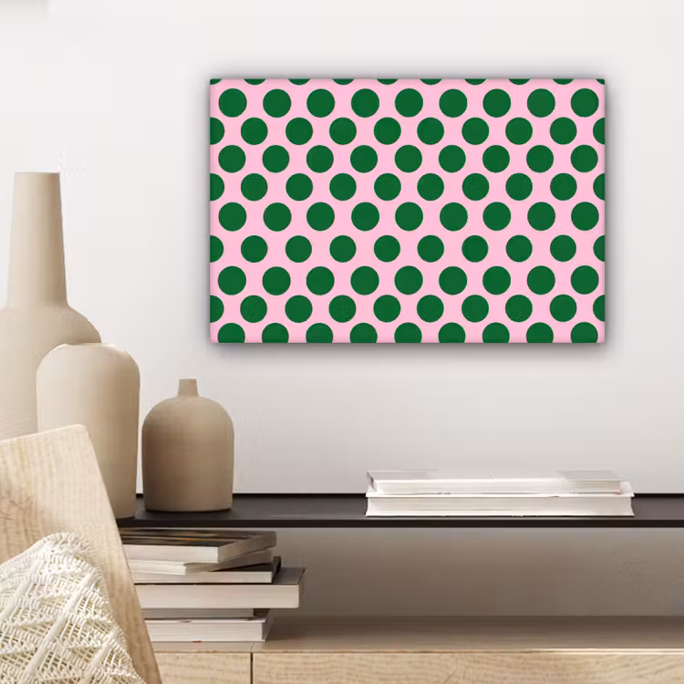 Polkadots - Patroon - Groen canvas 2cm klein 34 -sfeer6