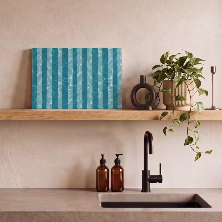 Zwembad - Strepen - Groen canvas 2cm klein 34 -sfeer3