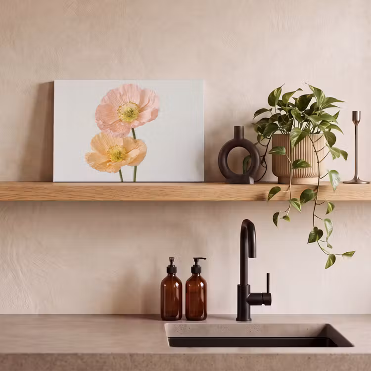 Papavers - Botanisch - Roze canvas 2cm klein -sfeer3