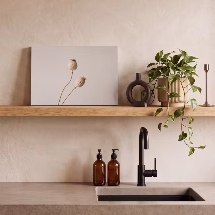 Papaverbollen - Droogbloemen - Minimalistisch - Beige - Rustig canvas 2cm klein -sfeer3
