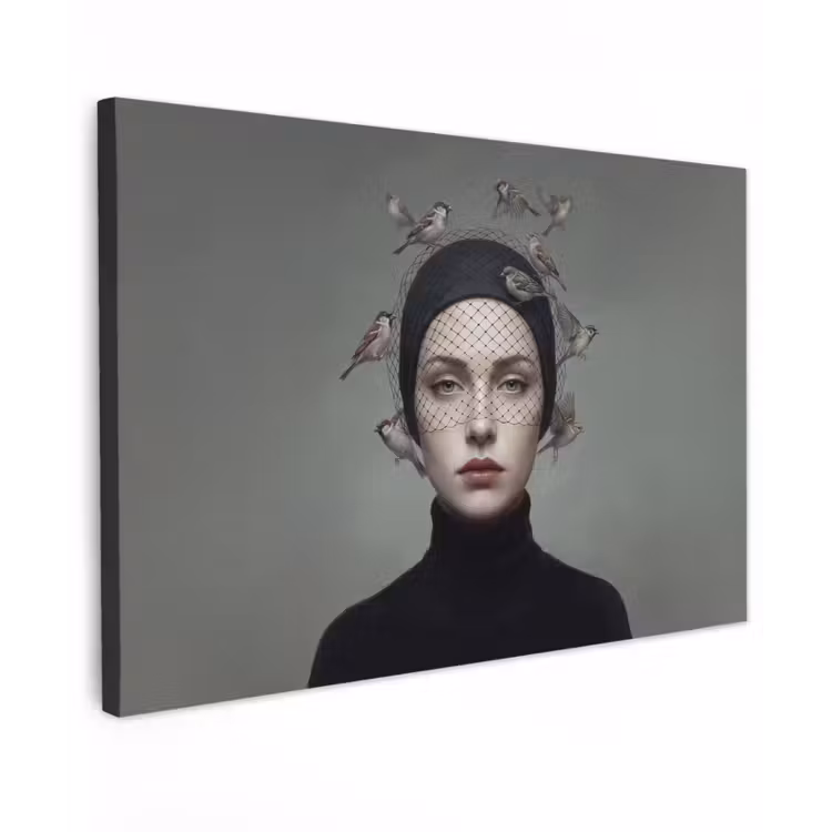 Portret - Vogels - Zwart canvas 2cm klein -z3d