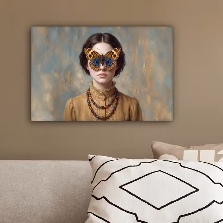 Portret - Vlinder - Kleurrijk canvas 2cm klein -sfeer3