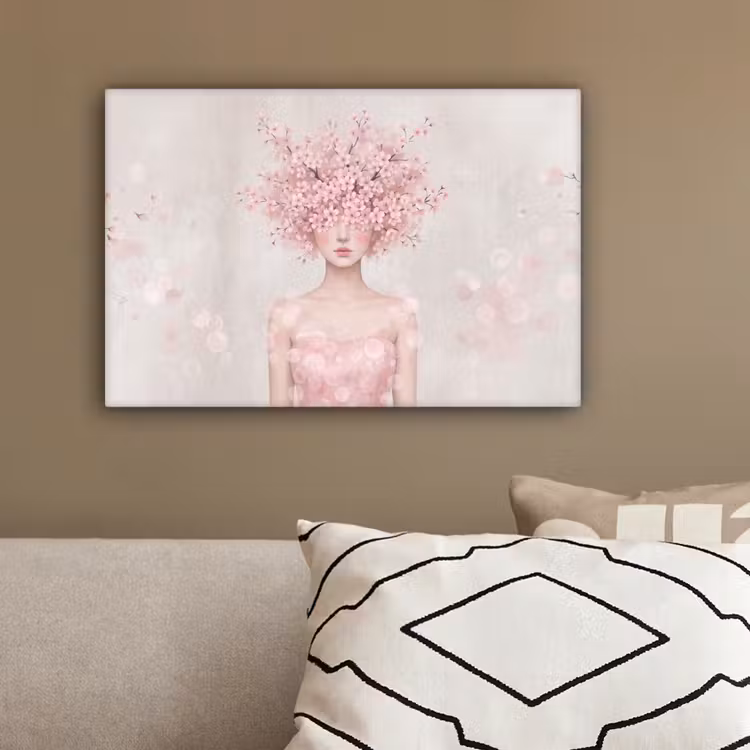 Portret - Kersenbloesem - Roze canvas 2cm klein -sfeer3