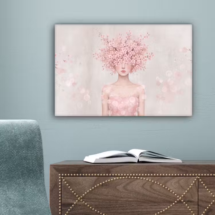 Portret - Kersenbloesem - Roze canvas 2cm klein -sfeer4