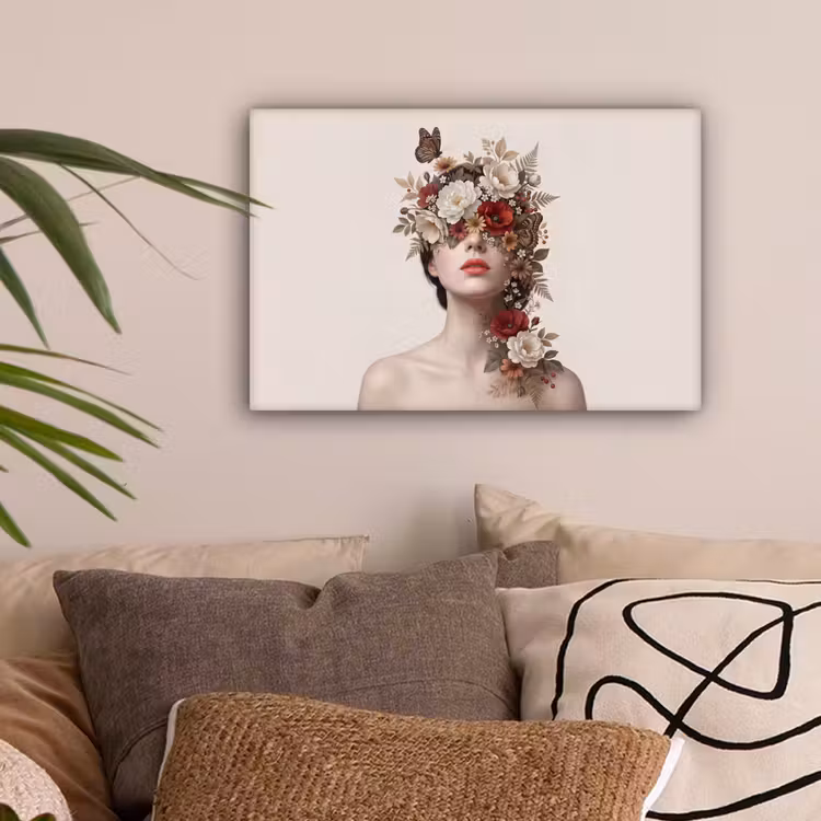 Portret - Bloemen - Cremé canvas 2cm klein -sfeer1