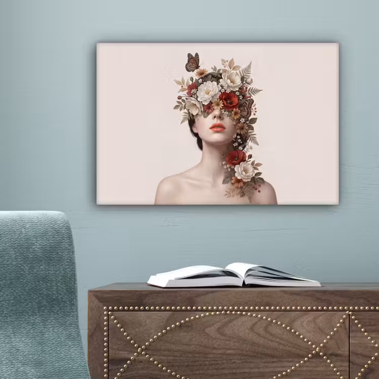Portret - Bloemen - Cremé canvas 2cm klein -sfeer4