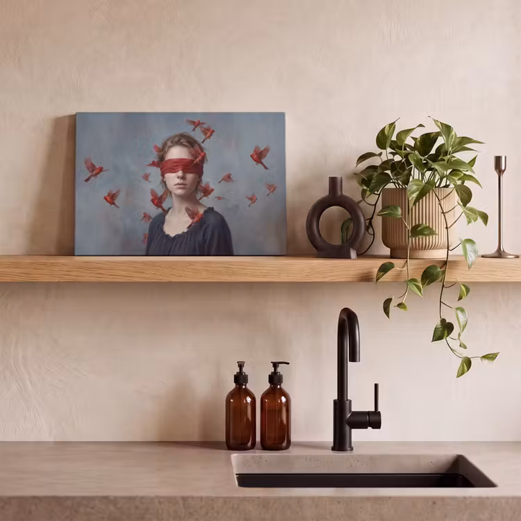 Portret - Krachtig - Rood canvas 2cm klein -sfeer3