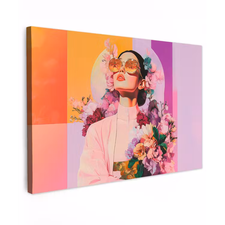 Portret - Vrouw - Abstract - Bloemen canvas 2cm klein -z3d
