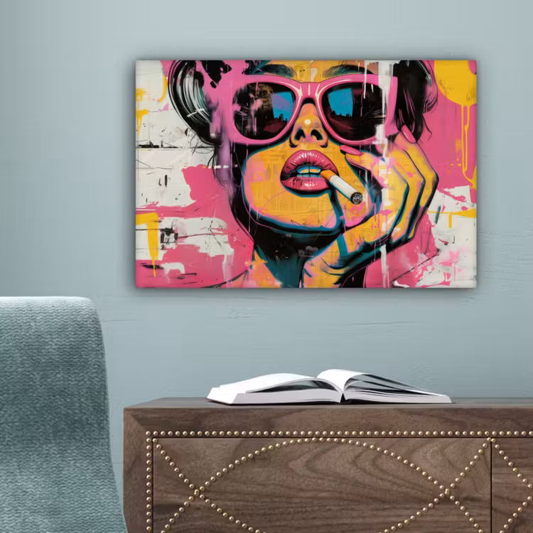 Portret - Vrouw - Abstract - Zonnebril canvas 2cm klein -sfeer4