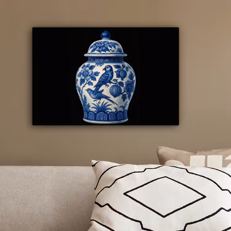 Pot - Delfts Blauw - Bloemen canvas 2cm klein -sfeer3