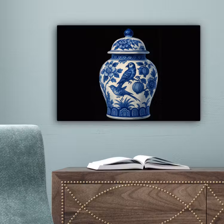 Pot - Delfts Blauw - Bloemen canvas 2cm klein -sfeer4