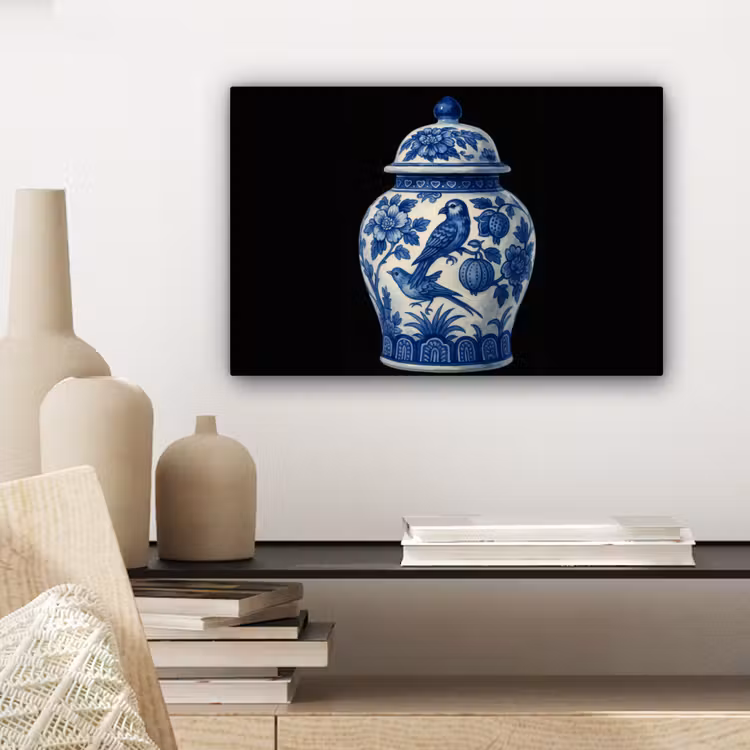 Pot - Delfts Blauw - Bloemen canvas 2cm klein -sfeer6