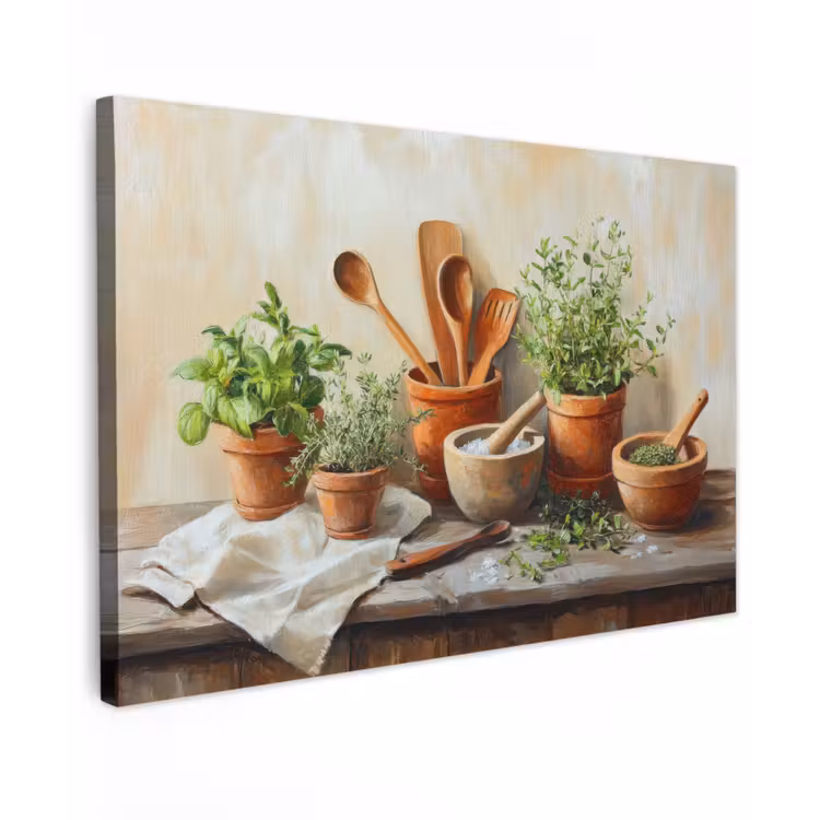 Potten - Kruiden - Hout canvas 2cm klein -z3d