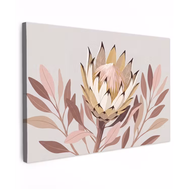 Protea - Bloem - Botanisch - Beige canvas 2cm klein -z3d