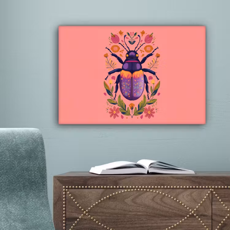 Paars - Kever - Stipjes - Bloemen canvas 2cm klein -sfeer4