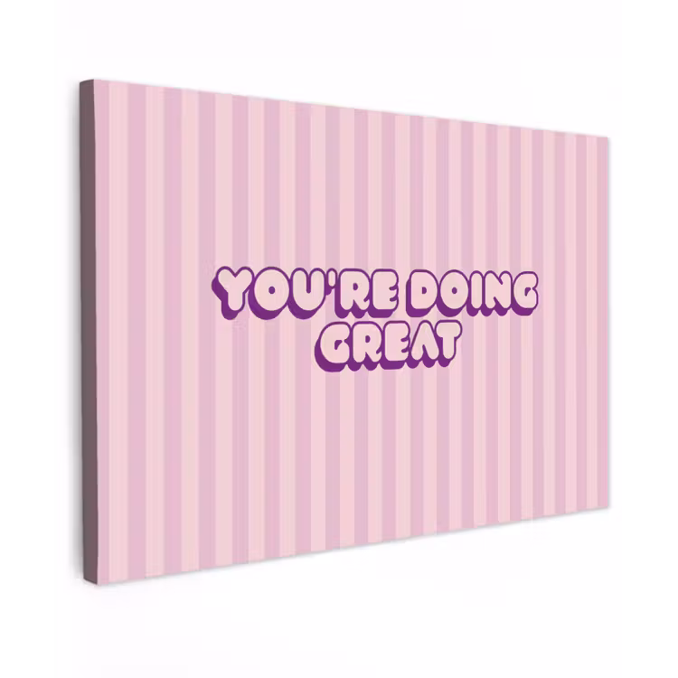 Paars - Strepen - You're doing great - Schaduw canvas 2cm klein -z3d