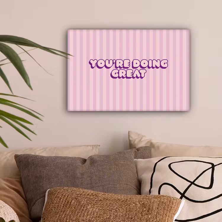 Paars - Strepen - You're doing great - Schaduw canvas 2cm klein -sfeer1