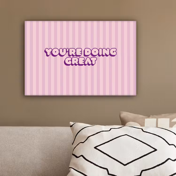 Paars - Strepen - You're doing great - Schaduw canvas 2cm klein -sfeer3