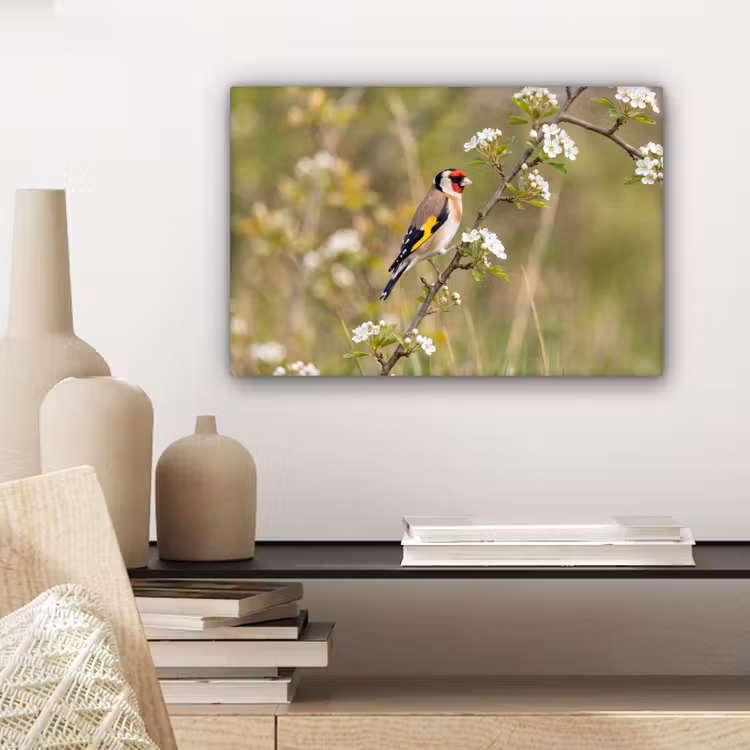 Putter - Bloesem - Lente - Natuur - Kleurrijk canvas 2cm klein -sfeer6