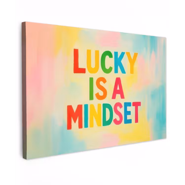Quote - Lucky - Regenboogkleuren canvas 2cm klein -z3d