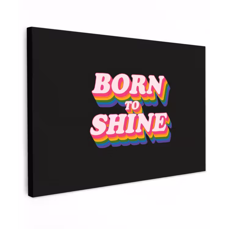 Quote - Regenboog - Roze - Zwart canvas 2cm klein -z3d